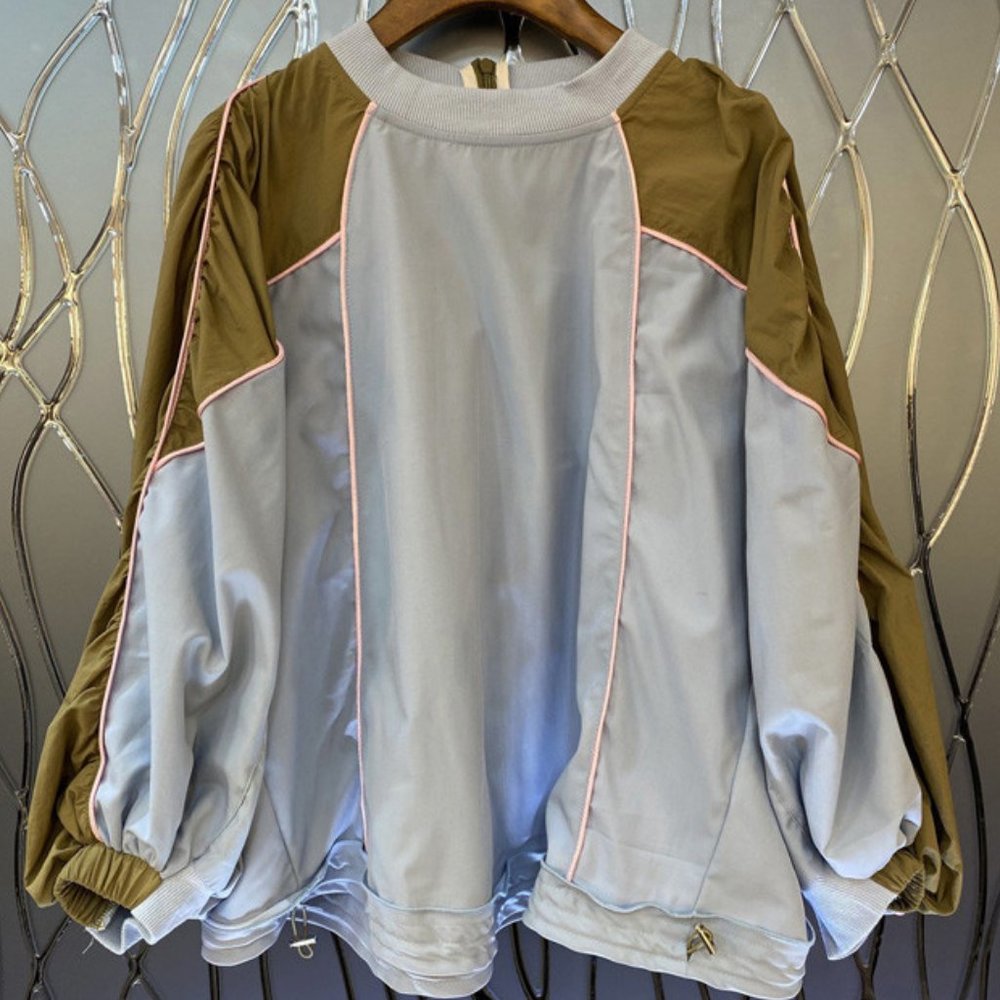 Splicing collision color loose hoodie